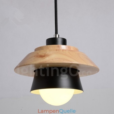 Pendelleuchte aus Metall und Holz mit 1 Licht Pendelleuchte aus Metall und Holz mit 1 Licht
