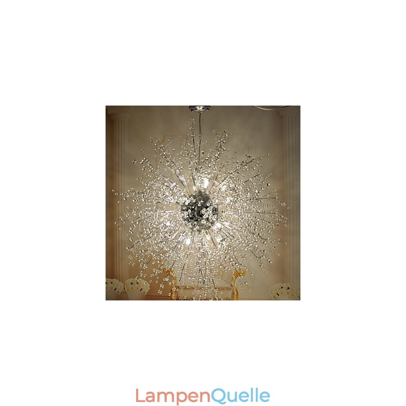 Modern Lantern Globe Crystal Chrome Metal Flush Mount