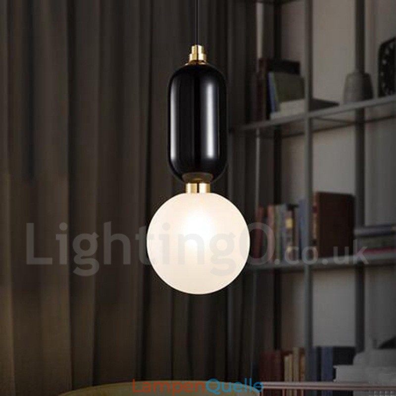 Moderne zeitgenössische Pendelleuchte mit Glasschirm