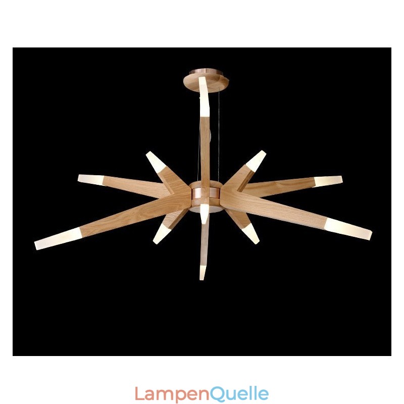 Moderne zeitgenössische Pendelleuchte aus Holz mit 12 Lichtern