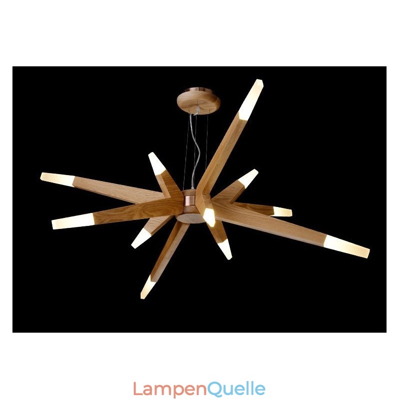 Moderne zeitgenössische Pendelleuchte aus Holz mit 12 Lichtern
