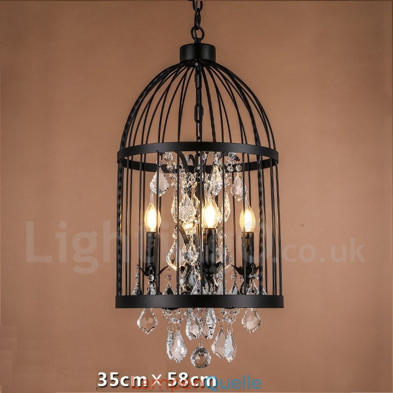 Retro Vintage Metall 4 Licht Vogelkäfig Pendelleuchte