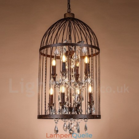 Retro Vintage Metall 8 Licht Vogelkäfig Pendelleuchte Retro Vintage Metall 8 Licht Vogelkäfig Pendelleuchte