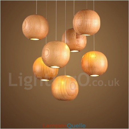 Rustikale Lodge-Pendelleuchte aus Holz in Kugelform Rustikale Lodge-Pendelleuchte aus Holz in Kugelform