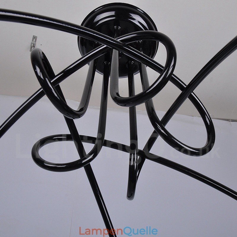 Kronleuchter aus schwarzem Metall mit 5 Lichtern im Landhausstil