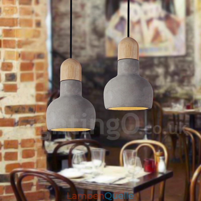 Retro Vintage Holz Beton Einzellicht Pendelleuchte