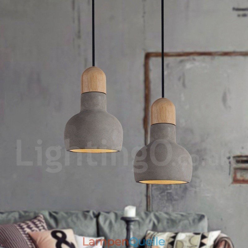 Retro Vintage Holz Beton Einzellicht Pendelleuchte