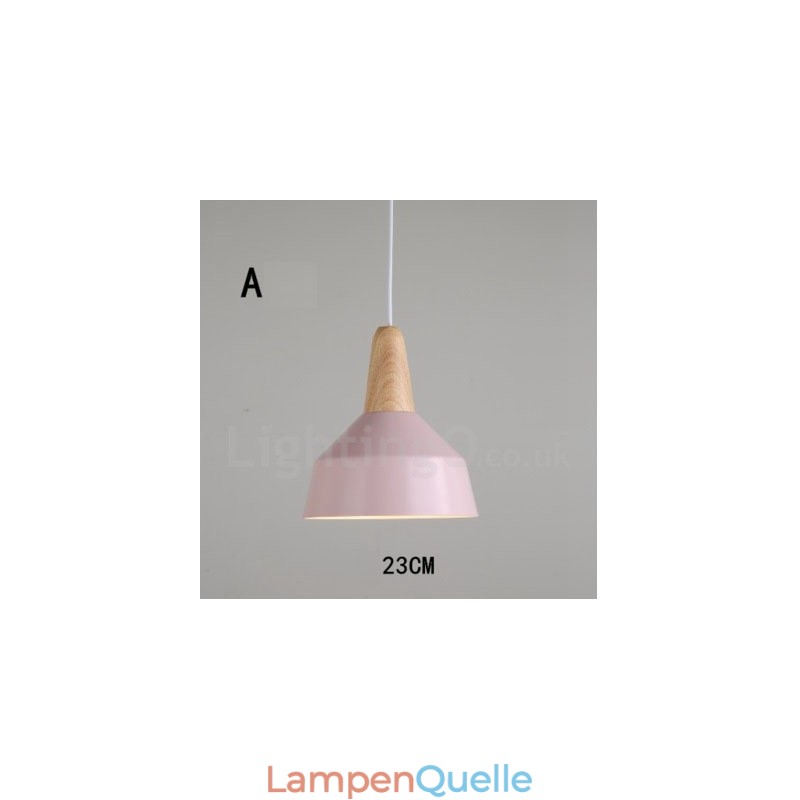 Moderne zeitgenössische Holz Metall Multi Farben Pendelleuchte