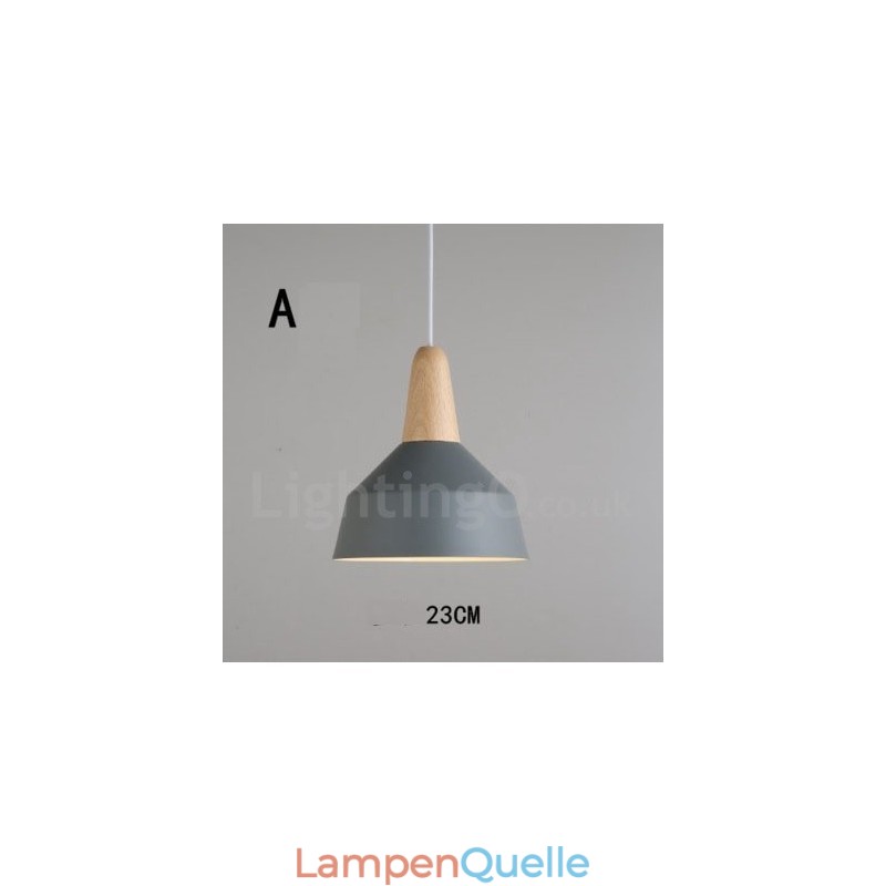 Moderne zeitgenössische Holz Metall Multi Farben Pendelleuchte