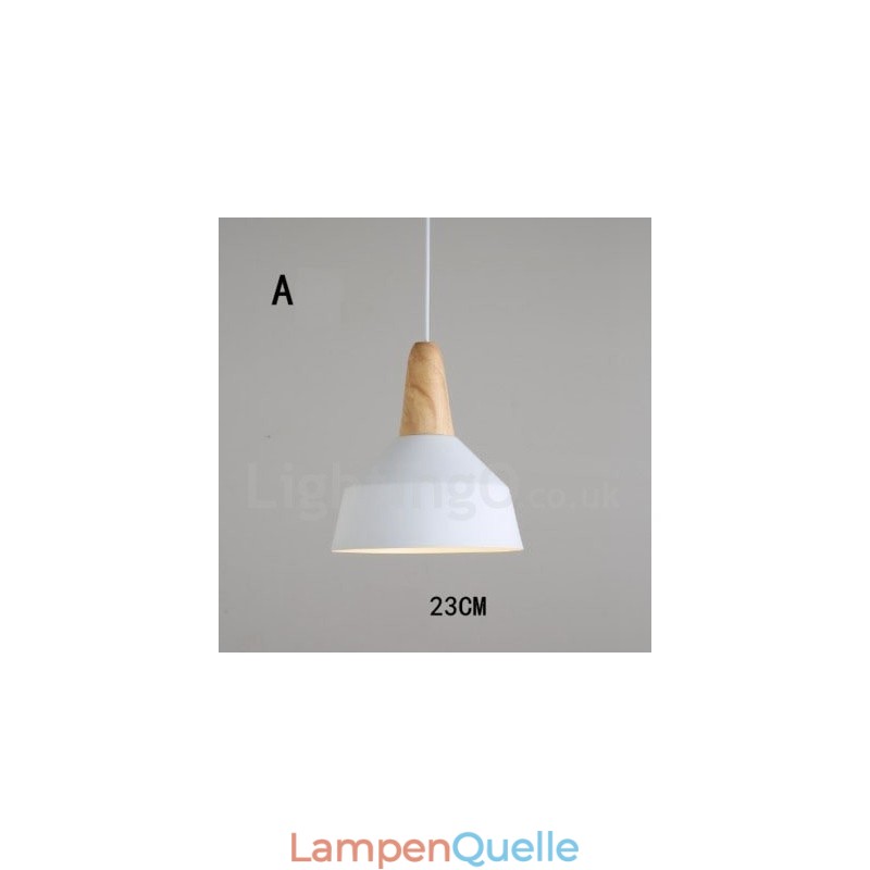 Moderne zeitgenössische Holz Metall Multi Farben Pendelleuchte
