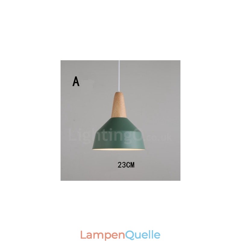 Moderne zeitgenössische Holz Metall Multi Farben Pendelleuchte