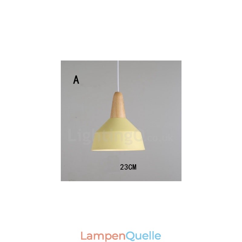 Moderne zeitgenössische Holz Metall Multi Farben Pendelleuchte