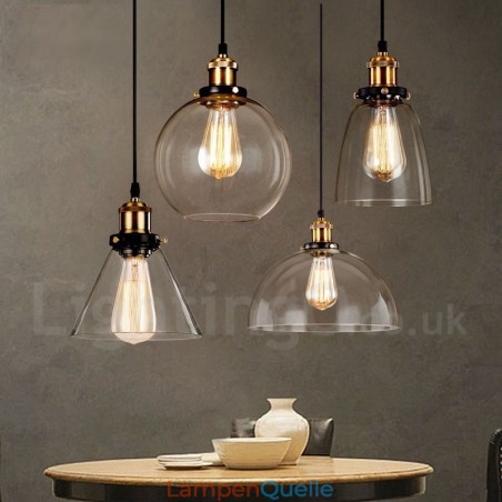 Retro Vintage Pendelleuchte mit Glasschirm Lampe Retro Vintage Pendelleuchte mit Glasschirm Lampe