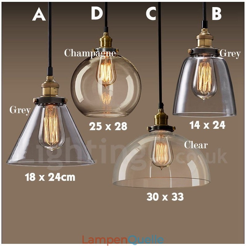 Retro Vintage Pendelleuchte mit Glasschirm Lampe