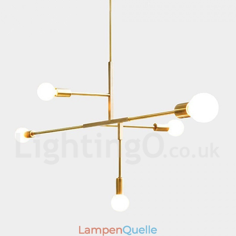 Moderne zeitgenössische Kupfer 5 Licht Kronleuchter Lampe