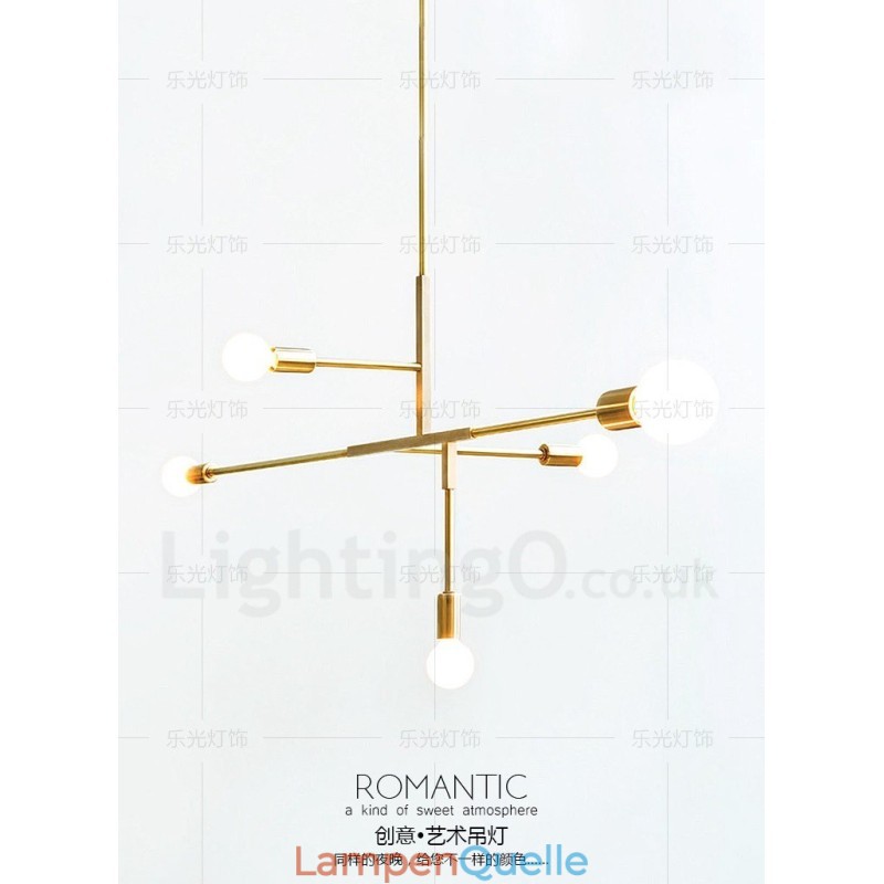 Moderne zeitgenössische Kupfer 5 Licht Kronleuchter Lampe