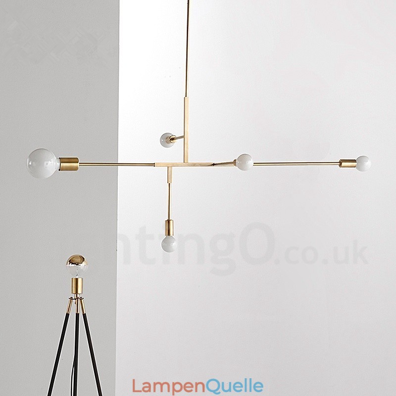 Moderne zeitgenössische Kupfer 5 Licht Kronleuchter Lampe