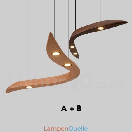 Moderne zeitgenössische Pendelleuchte aus Holz mit 3 Lichtern Moderne zeitgenössische Pendelleuchte aus Holz mit 3 Lichtern