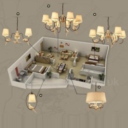 Rustikale Lodge Vintage-Pendelleuchte mit 3 Lichtern