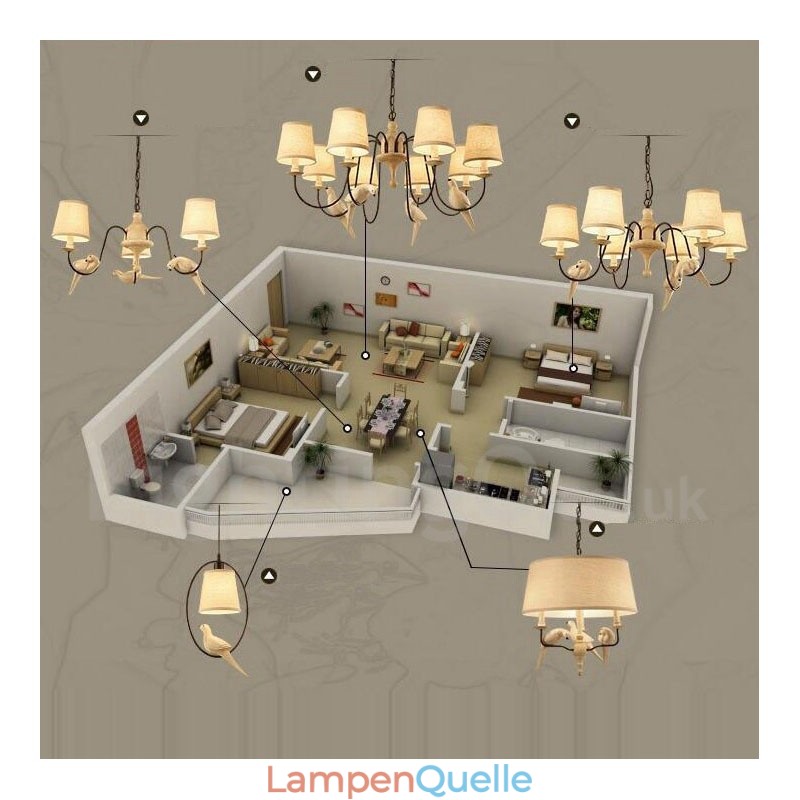 Rustikale Lodge Vintage-Pendelleuchte mit 3 Lichtern