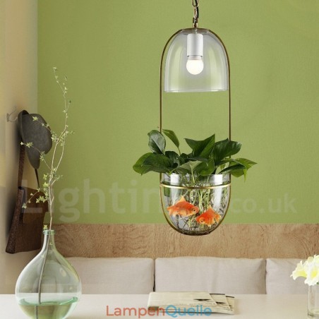 Rustikale Lodge Pendelleuchte aus Metall und Glas Rustikale Lodge Pendelleuchte aus Metall und Glas