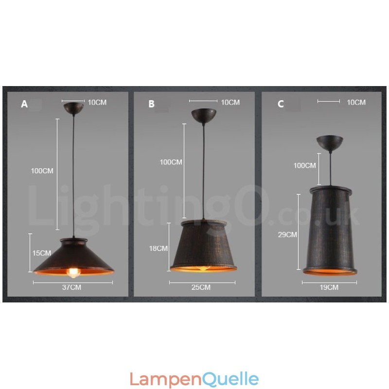 Retro Vintage 1 Licht Metall Pendelleuchte