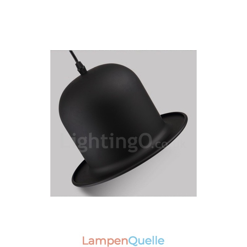 Schwarzes Metall Hutform 1 Licht Retro Vintage Pendelleuchte