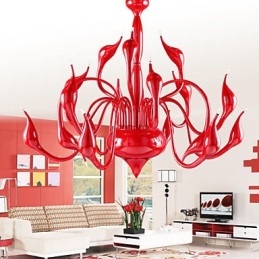 Moderne Kronleuchter Licht 18 Lichter G4 Rote Malerei