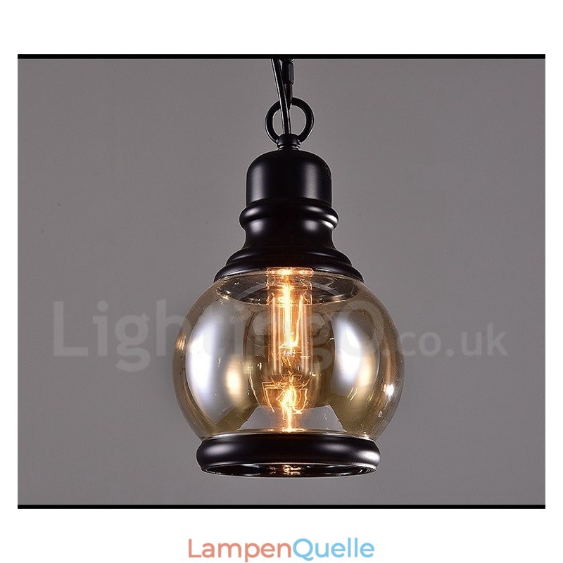 Retro Vintage Pendelleuchte mit Glasschirm Lampe