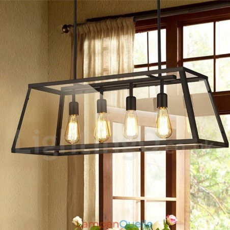 Rustikale Lodge Vintage-Pendelleuchte aus Metall mit Glasschirm Rustikale Lodge Vintage-Pendelleuchte aus Metall mit Glasschirm