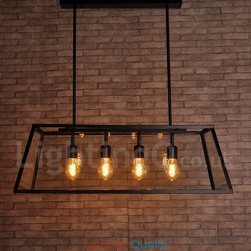 Rustikale Lodge Vintage-Pendelleuchte aus Metall mit Glasschirm