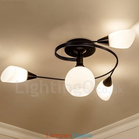 Rustikaler integrierter Kronleuchter mit 4 Lichtern und Glasschirm im Lodge-Stil Rustikaler integrierter Kronleuchter mit 4 Lichtern und Glasschirm im Lodge-Stil