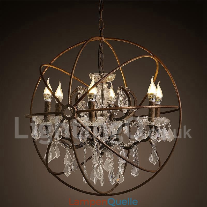Durchmesser 60CM 80CM Vintage Kristall Malerei Metall Kronleuchter Rostige Farbe Pendelleuchte