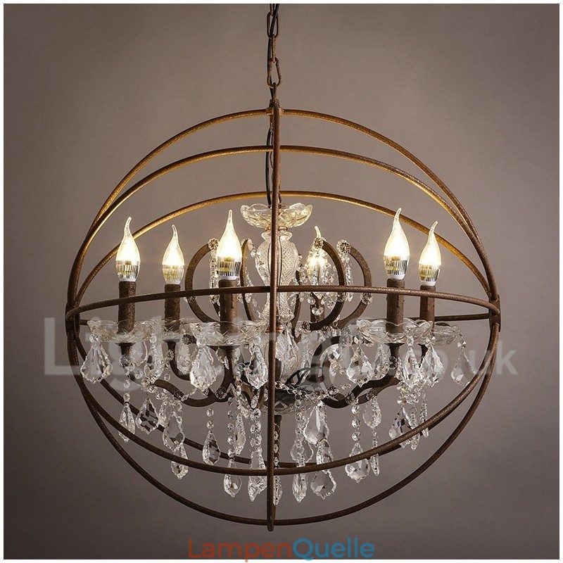 Durchmesser 60CM 80CM Vintage Kristall Malerei Metall Kronleuchter Rostige Farbe Pendelleuchte