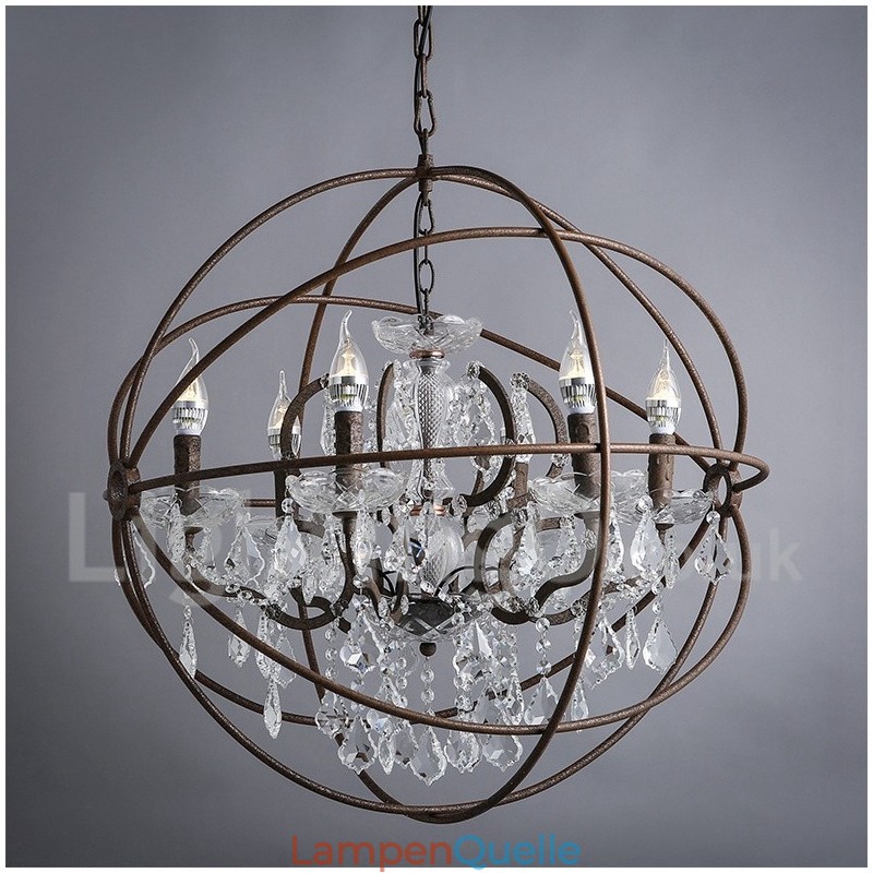 Durchmesser 60CM 80CM Vintage Kristall Malerei Metall Kronleuchter Rostige Farbe Pendelleuchte