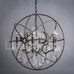 Durchmesser 60CM 80CM Vintage Kristall Malerei Metall Kronleuchter Rostige Farbe Pendelleuchte