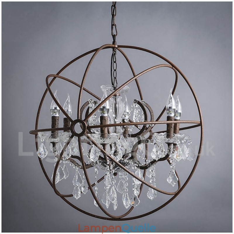 Durchmesser 60CM 80CM Vintage Kristall Malerei Metall Kronleuchter Rostige Farbe Pendelleuchte