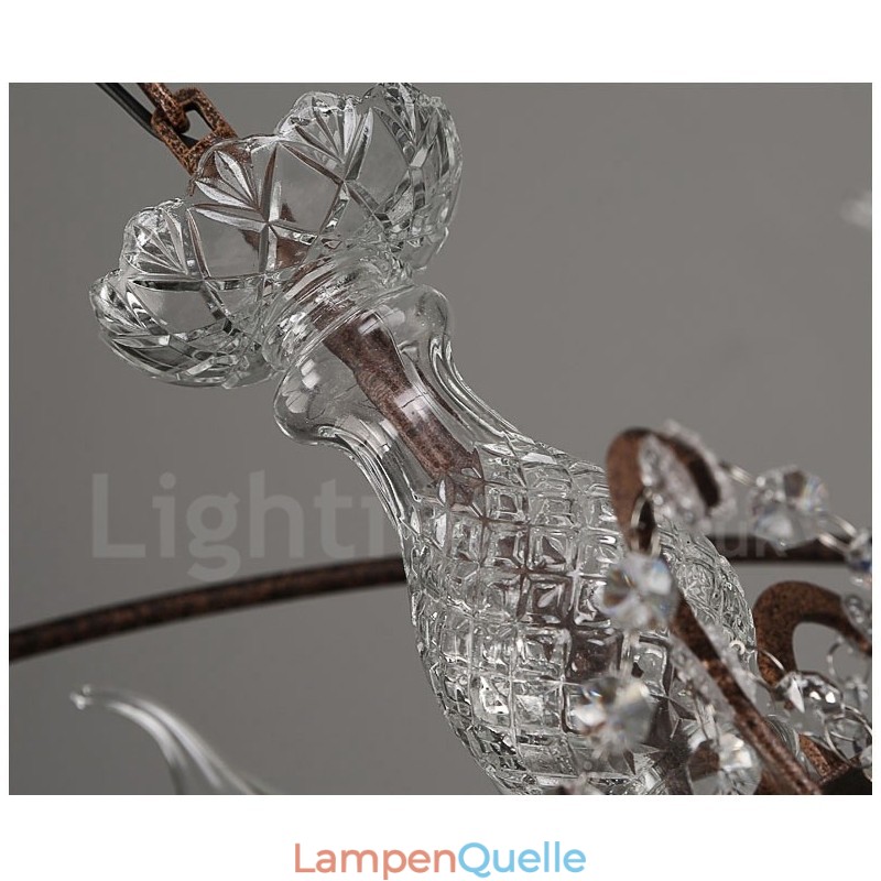 Durchmesser 60CM 80CM Vintage Kristall Malerei Metall Kronleuchter Rostige Farbe Pendelleuchte