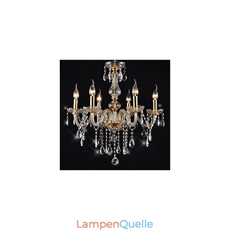 Kronleuchter 6 Lichter Golden Vintage in Kristall Funktion