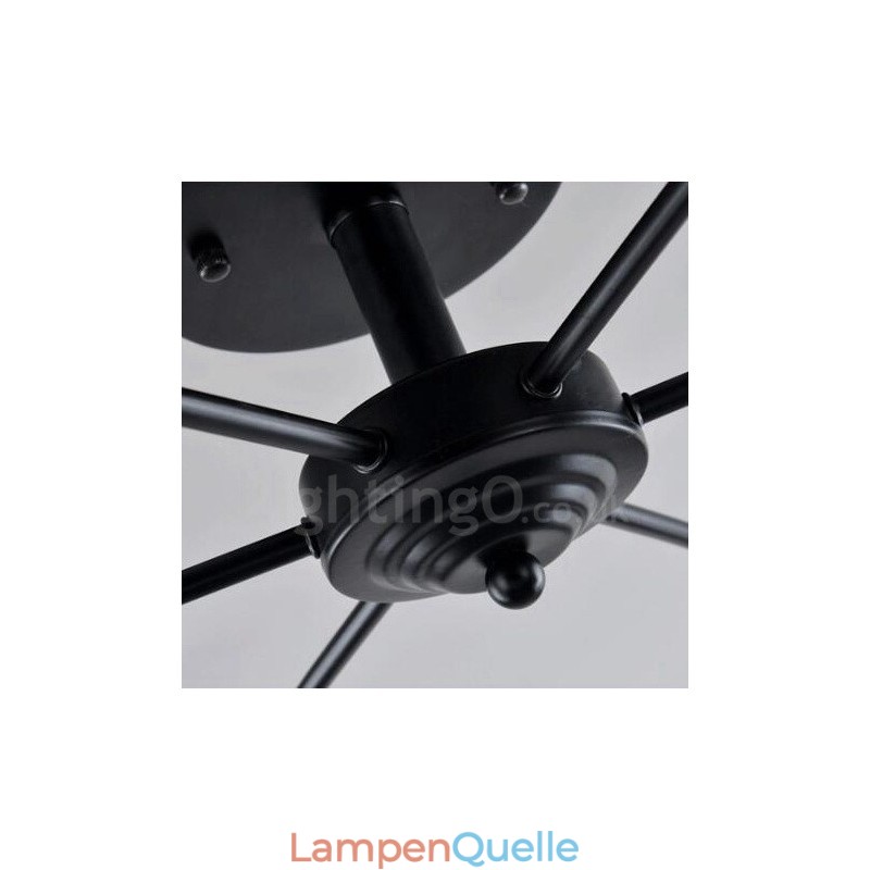 Integrierter Kronleuchter im mediterranen Stil mit 6 Lichtern und Glasschirm