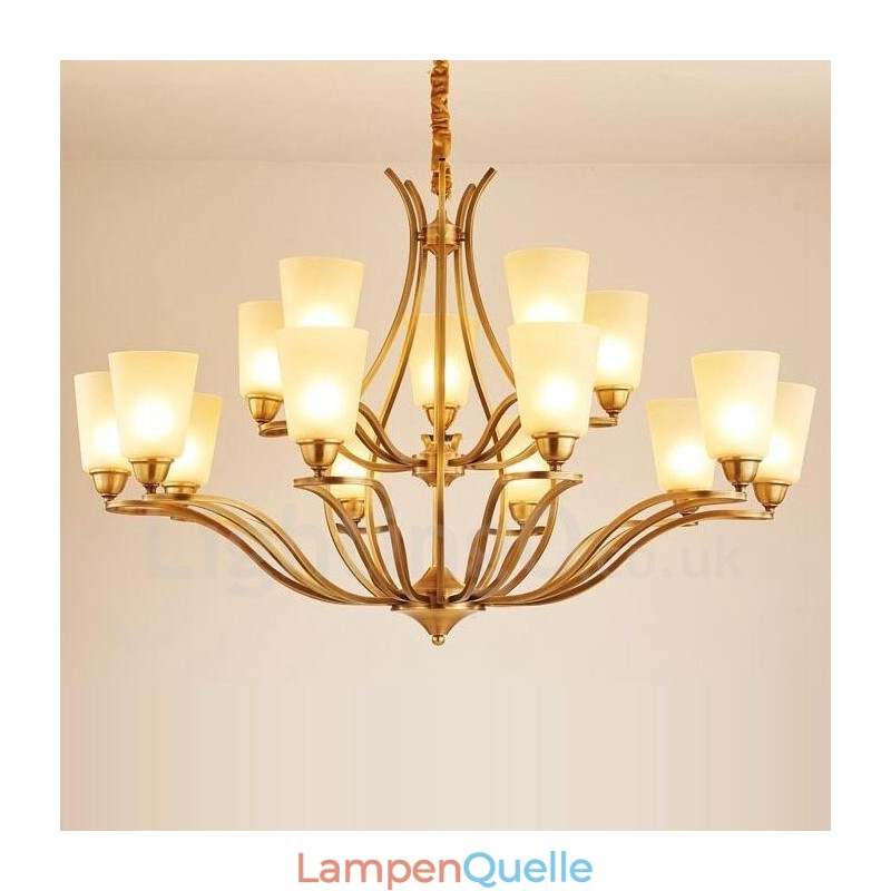 Rustikaler, integrierter Kronleuchter aus Metall mit 15 Lichtern im Lodge-Stil
