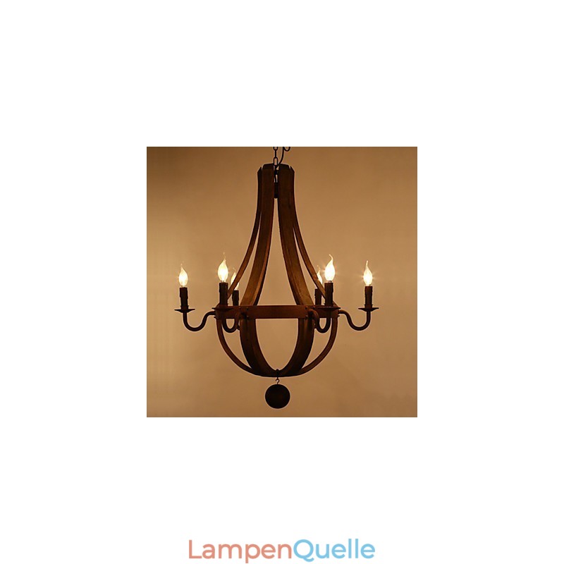 Vintage Amerikanischer rustikaler Holzanhänger Winerel Kronleuchter Lampe Wohn- und Lampe