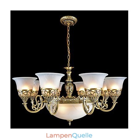 Bronze Kronleuchter Elf Lichter Moire Glas Europäischen Retro Bronze Kronleuchter Elf Lichter Moire Glas Europäischen Retro