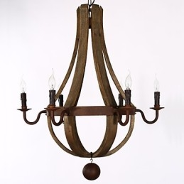 Vintage Amerikanischer rustikaler Holzanhänger Winerel Kronleuchter Lampe Wohn- und Lampe