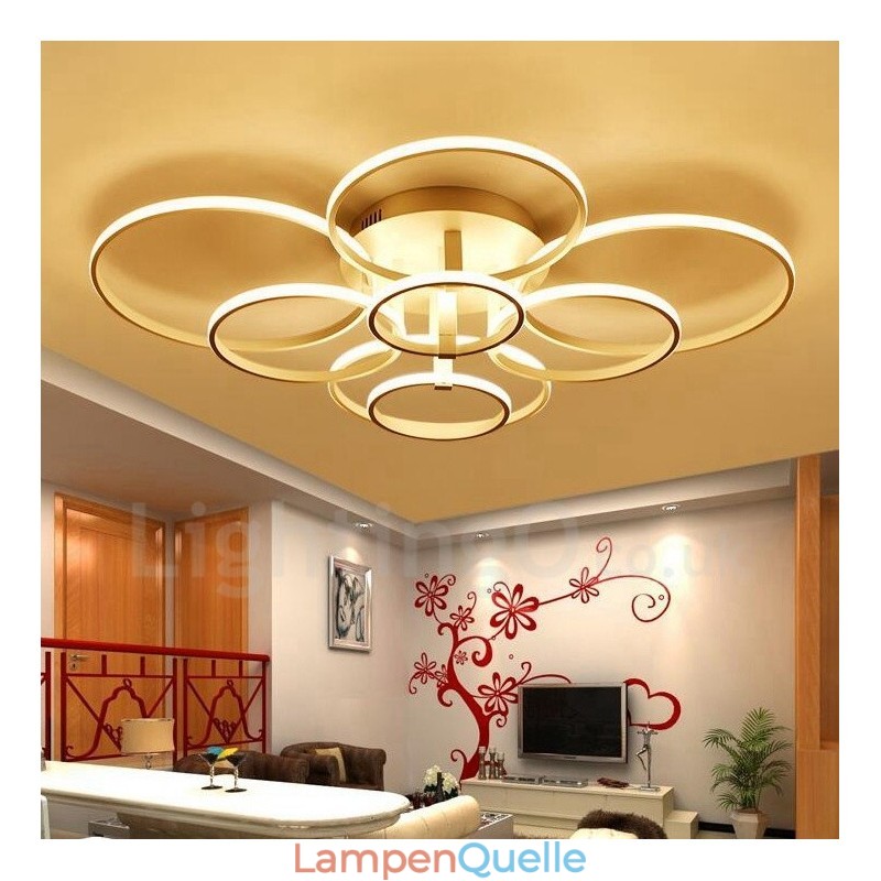 8-flammige, moderne, integrierte Deckenleuchte aus Metall