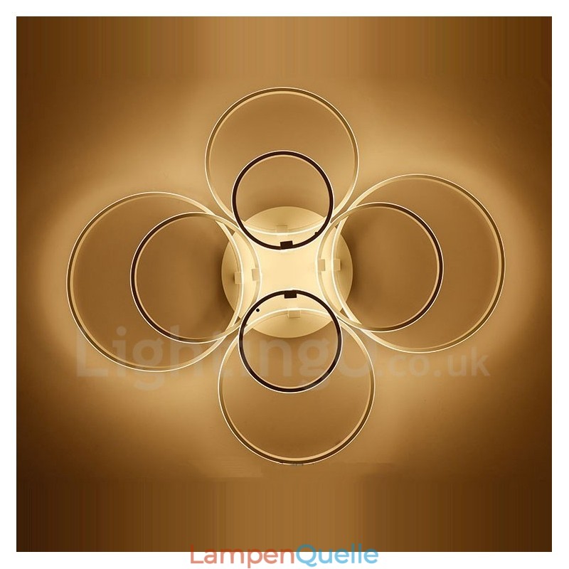 8-flammige, moderne, integrierte Deckenleuchte aus Metall