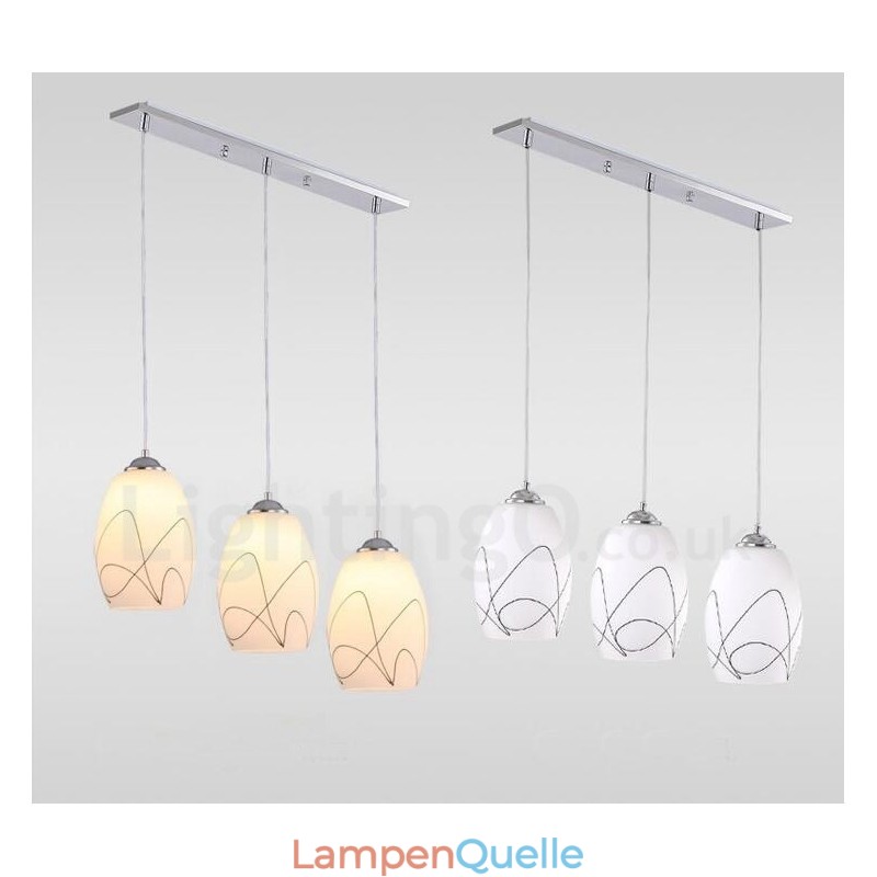 3-flammige, moderne, integrierte Pendelleuchte aus Metall