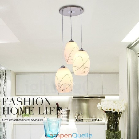 3-flammige, moderne, integrierte Pendelleuchte aus Metall