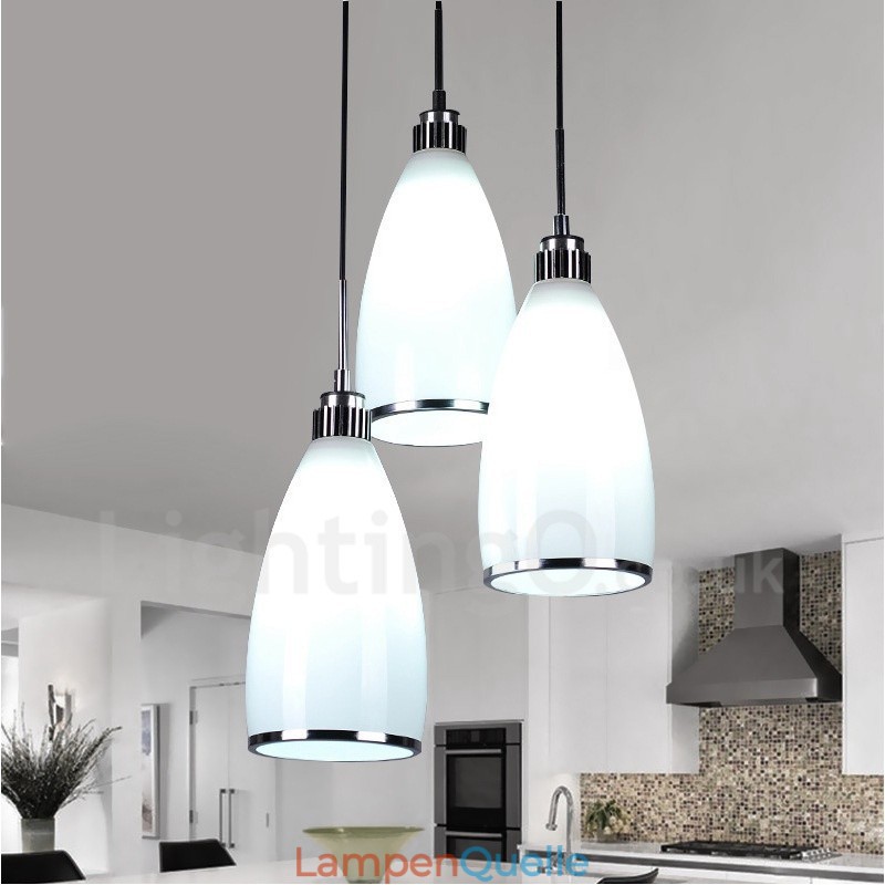 3-flammige, moderne, integrierte Pendelleuchte aus Metall