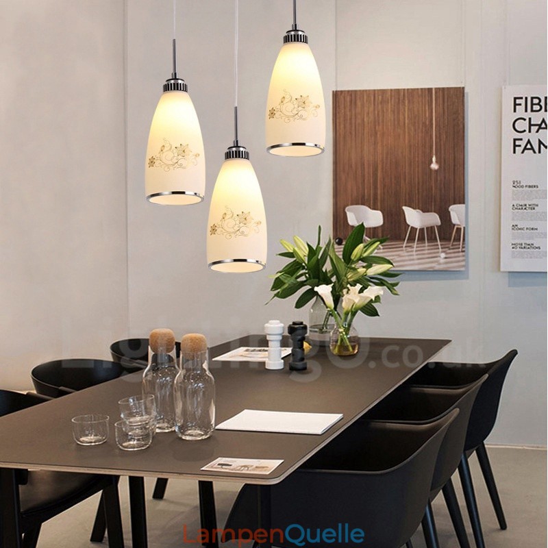 3-flammige, moderne, integrierte Pendelleuchte aus Metall